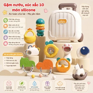 Bộ Đồ Chơi Gặm Nướu 10 Món ToysLit Cao Cấp Có Hộp Đựng Vali Ngộ Nghĩnh Chất Liệu Nhựa An Toàn Cho Bé