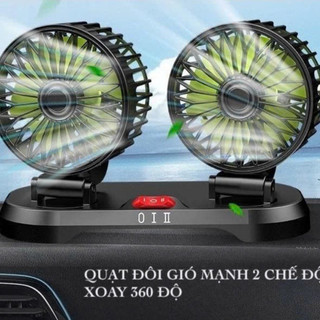 Quạt Đôi Taplo Xe Ô Tô, Xe Tải 5V/12V/24V SH AUTOCAR Quạt Làm Mát Nhanh, Xoay 360 Độ, Cổng USB, Tẩu