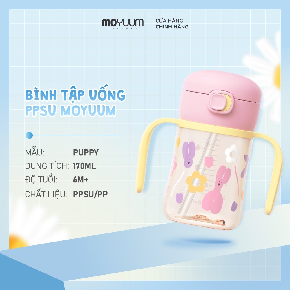 Bình tập hút PPSU Moyuum - Bản Họa Tiết - Thế hệ 3 - 170ml/270ml/330ml