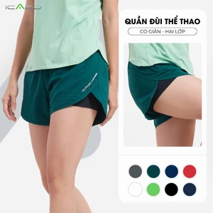 Quần Đùi Thể Thao 2 Lớp Nữ ICADO HT101 Thoáng Khí Co Giãn, Chơi Tennis Pickleball thế giới đồ tập