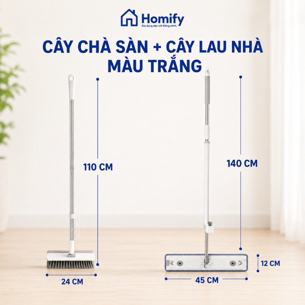 Cây Chà Sàn Chữ A Homify 24cm Có Gạt Nước – Bàn Chải Chà Sàn Nhà Tắm, Nhà Bếp, Làm Sạch Góc Tường Đa Năng