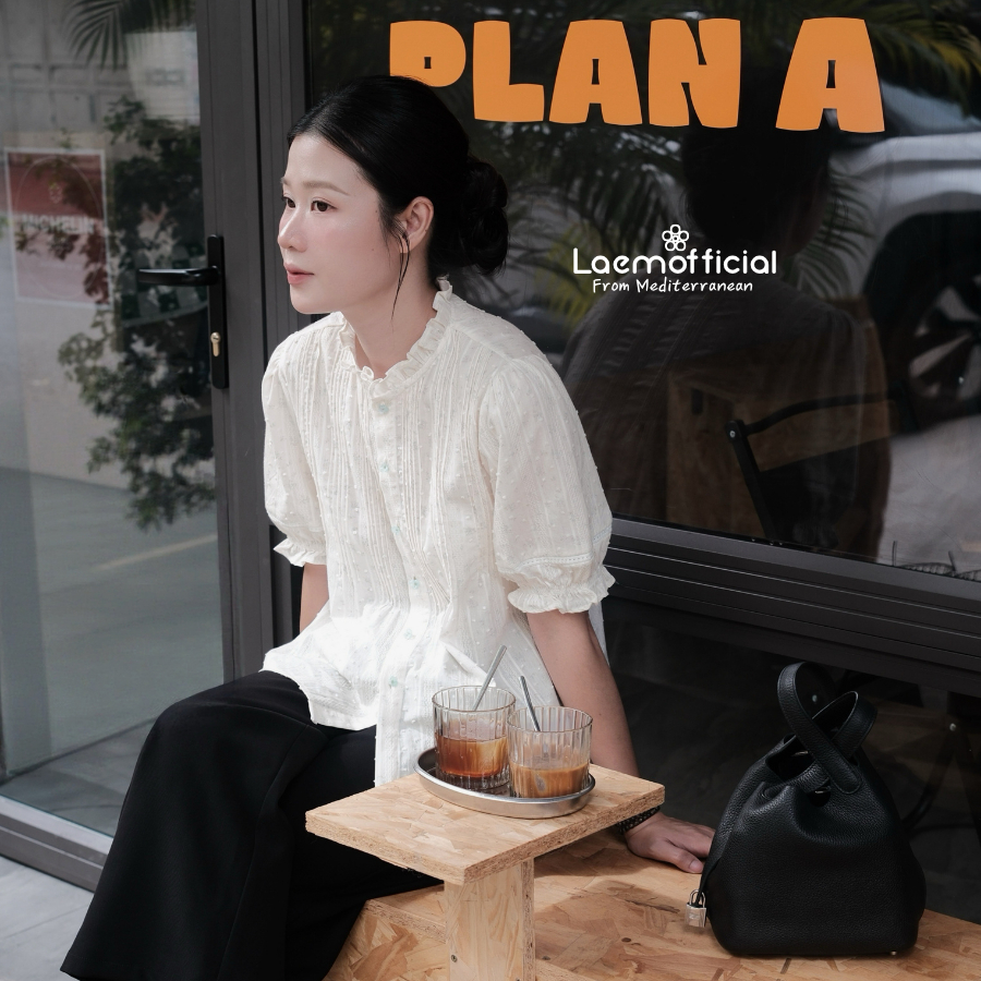 LÀ EM | Áo Hoa Sứ - Áo Kiểu Sơ Mi Nữ Cổ Tròn Xếp Bèo, Chất Liệu Thô Dệt Mặc Mùa Hè