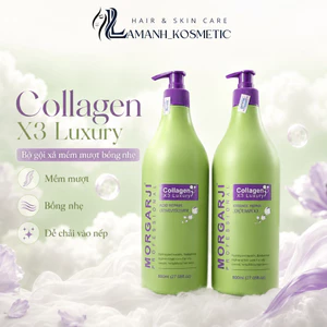 Cặp Dầu Gội Xả MORGARJI Collagen*3 800ml | Dưỡng Tóc Mềm Mượt, Hỗ Trợ Phục Hồi Tóc Khô Xơ.