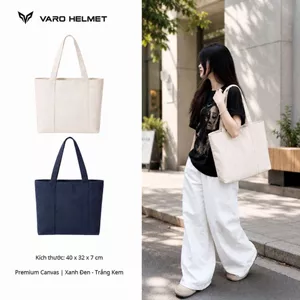 Túi Tote Canvas Form Đứng Có Khóa Kéo Đựng Laptop 14 Inch Đi Học Đi Làm Unisex
