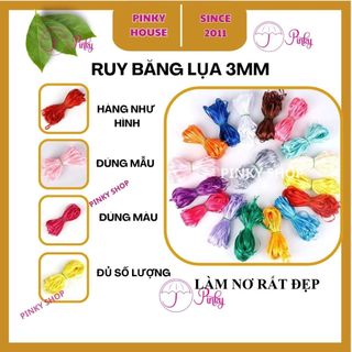 Ruy băng lụa 3mm bó 5m 10m mét gói quà cột nơ trang trí handmade cực đẹp Pinky