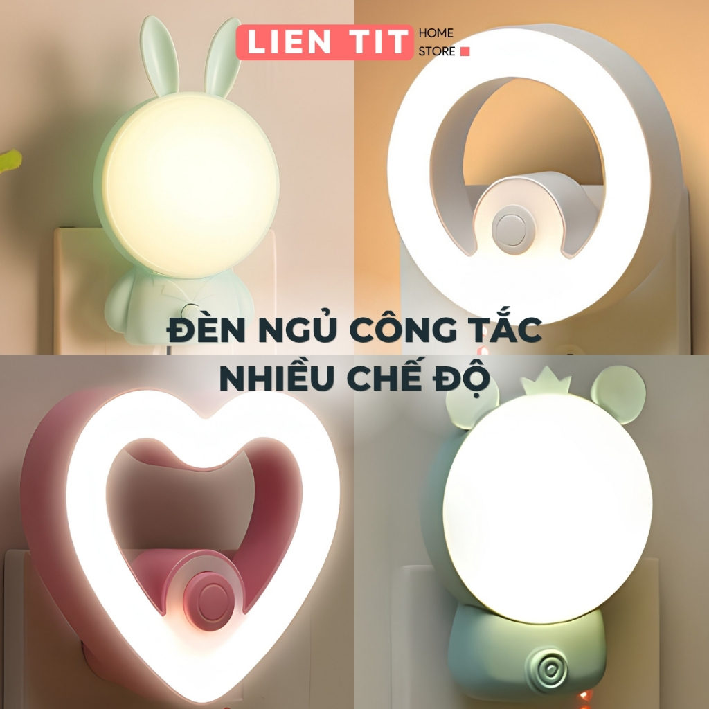 Đèn Ngủ Có Công Tắc Bật Tắt Và Chuyển Màu, Bóng Đèn Ngủ LED Nhiều Mẫu Cắm Điện Trực Tiếp Tiết Kiệm Điện