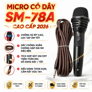 NEW 2026 | Micro Có Dây Chống Xoắn Dài 5m Sm-87A, Chất Âm Rất Mượt, Hay, Nhẹ, Siêu Sáng Nguyên Hộp.