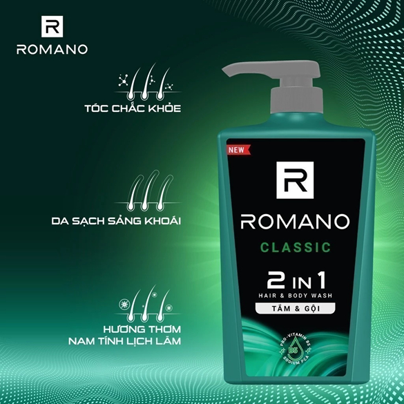 [SVIP] Tắm gội cho nam Romano 2in1 hương Nước hoa 900g