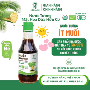 Nước tương Mật Hoa Dừa hữu cơ lên men Sokfarm không đậu nành,thuần chay