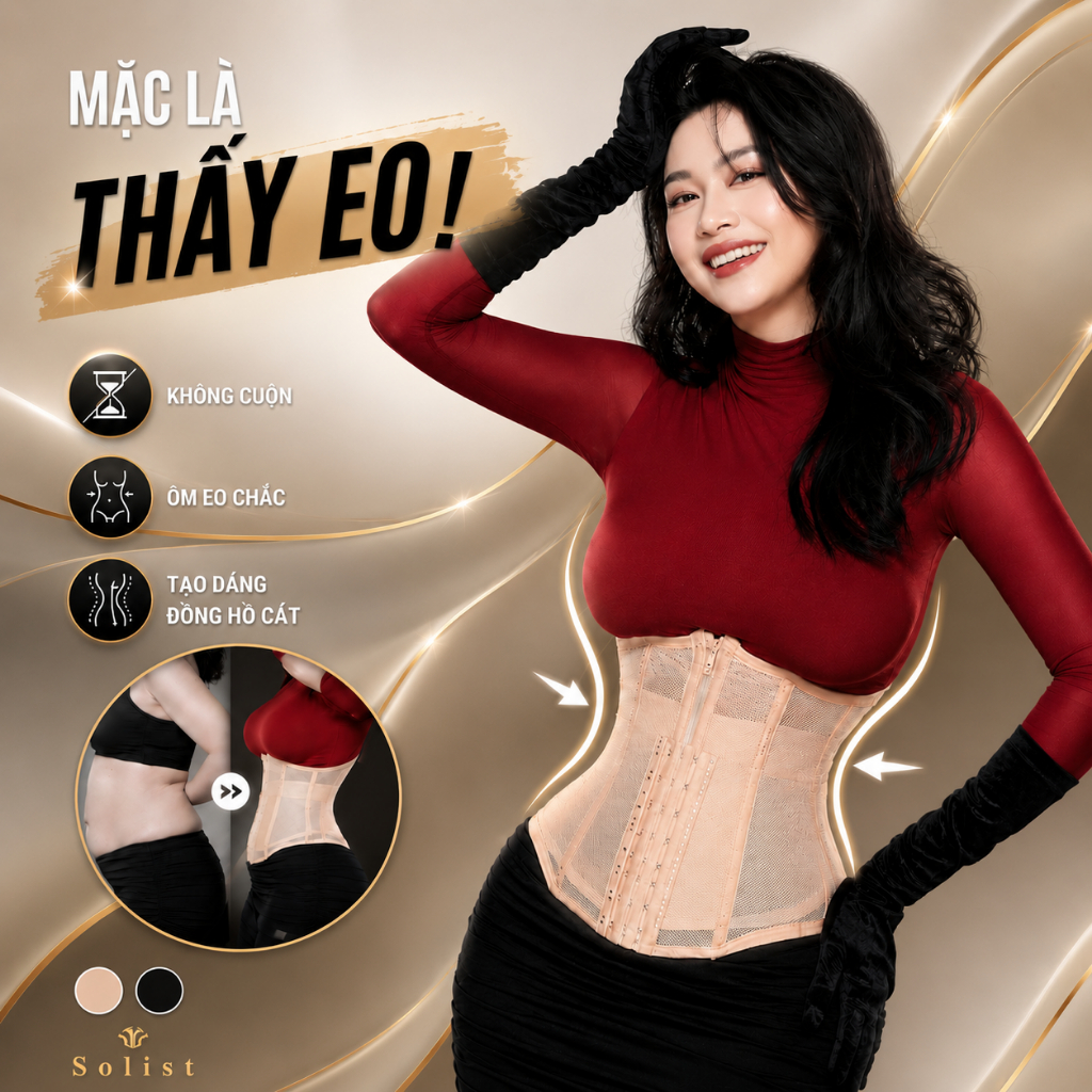 Đai Nịt Bụng Latex, Gen Nịt Bụng Solist G!ả.m Mỡ Tàng Hình Co Dãn 4 Chiều Su Đúc Chống Cuộn Mặc Váy Không Lộ Viền