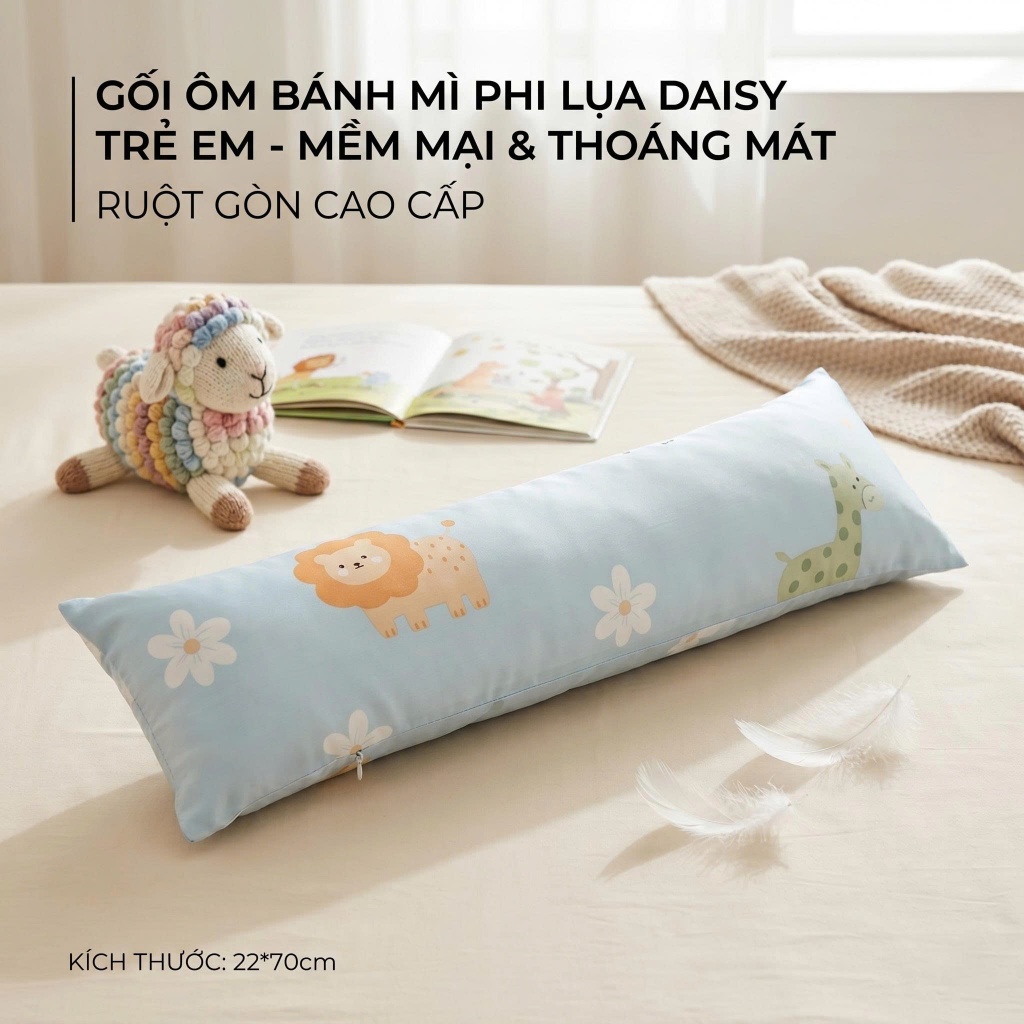 Gối ôm trẻ em đi học Phi lụa Daisy, mềm mại, thoáng mát, nhẹ nhàng - Ngọc Hạnh Bedding