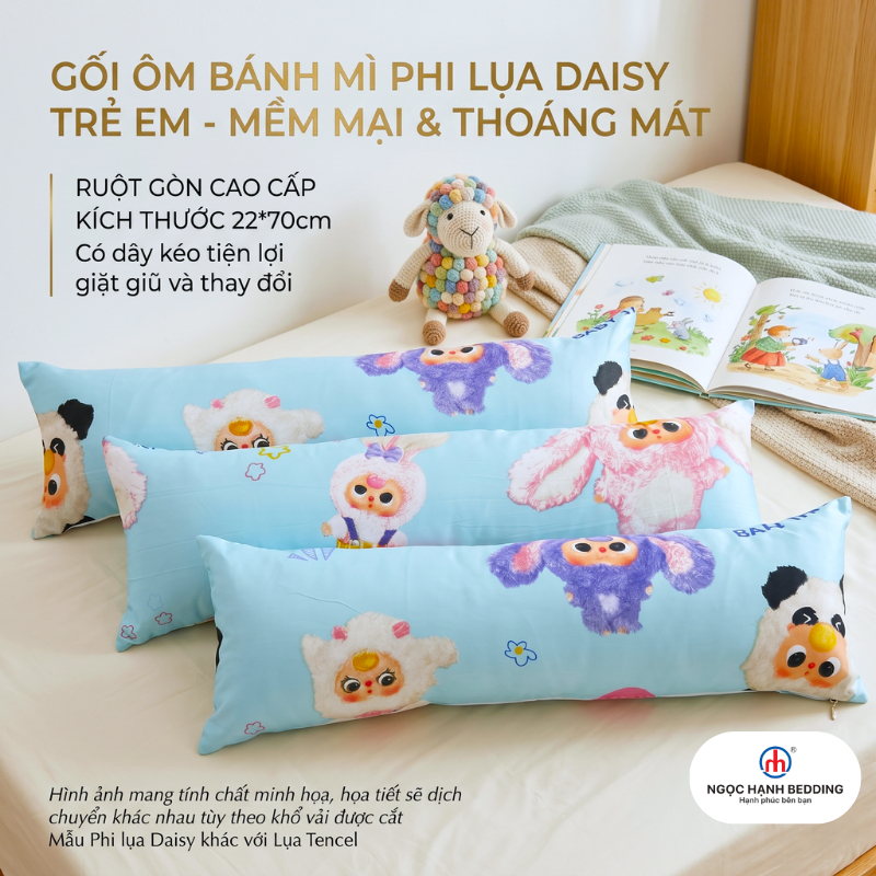 Gối ôm trẻ em đi học Phi lụa Daisy, mềm mại, thoáng mát, nhẹ nhàng - Ngọc Hạnh Bedding