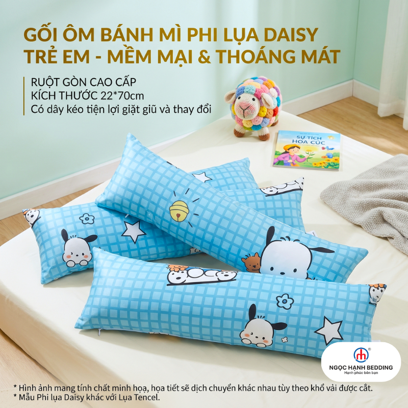 Gối ôm trẻ em đi học Phi lụa Daisy, mềm mại, thoáng mát, nhẹ nhàng - Ngọc Hạnh Bedding