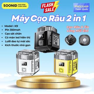 Máy Cạo Râu 2 in 1 ( Cạo Râu & Tỉa Lông Mũi ) model K9, Có Màn Led Hiển Thị, Kích Thước Nhỏ Gọn, Lưỡi Dao Tự Mài