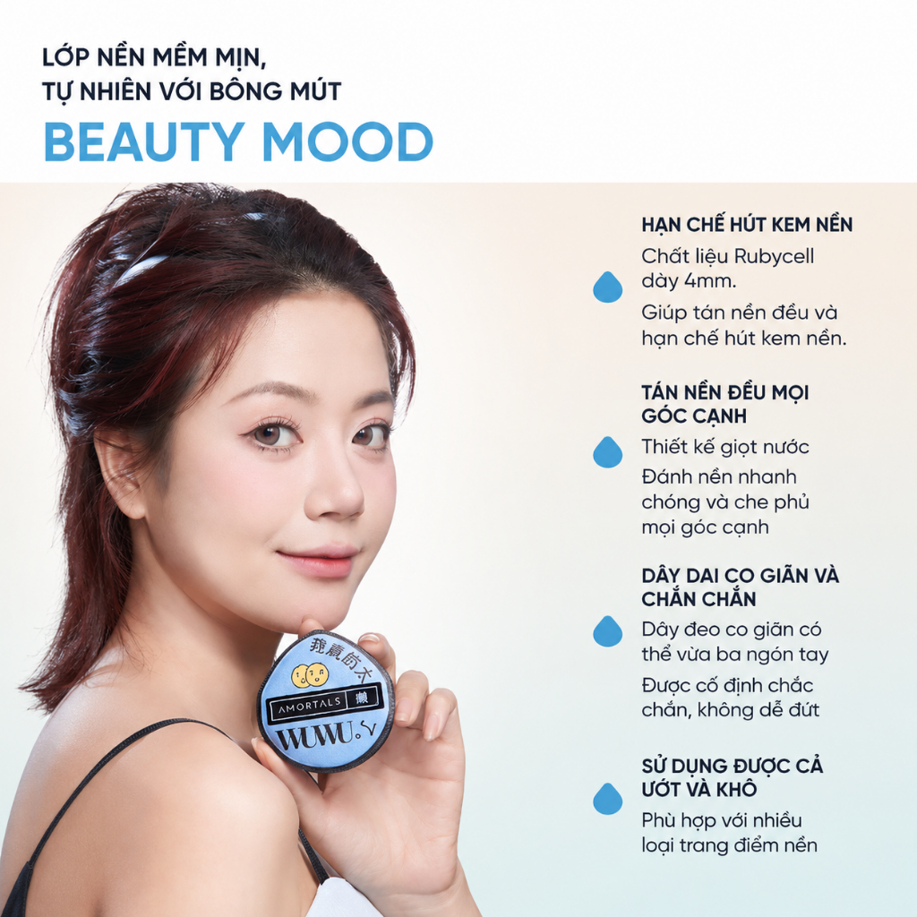Bông Mút Trang Điểm Đen Cao Cấp Amortals, Hạn Chế Hút Nền, Mút To Và Dày, Độ Đàn Hồi Cao Giúp Lớp Nền Mịn Mướt