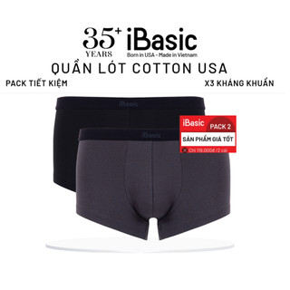 Pack 2 Quần lót nam iBasic logo ẩn phom trunk cotton USA kháng khuẩn PANM130-PA2