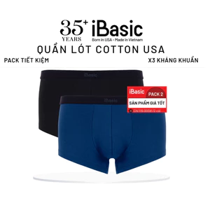 Pack 2 Quần lót nam iBasic logo ẩn phom trunk cotton USA kháng khuẩn PANM130-PA2