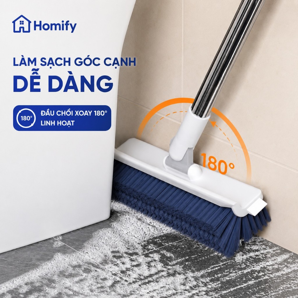 Cây Chà Sàn Chữ A Homify 24cm Có Gạt Nước – Bàn Chải Chà Sàn Nhà Tắm, Nhà Bếp, Làm Sạch Góc Tường Đa Năng