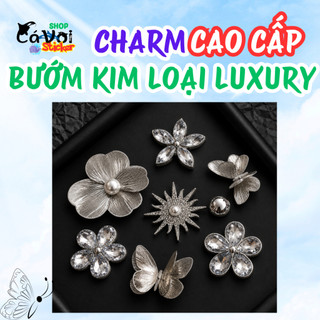 [CHARM CAO CẤP] Set Charm Hoa Bạc Đính Đá Pha Lê Bướm Kim Loại Cao Cấp Phong Cách Sang Trọng Luxury Crystal Collection