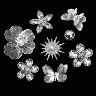 [CHARM CAO CẤP] Set Charm Hoa Bạc Đính Đá Pha Lê Bướm Kim Loại Cao Cấp Phong Cách Sang Trọng Luxury Crystal Collection