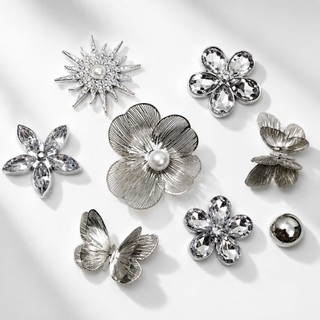 [CHARM CAO CẤP] Set Charm Hoa Bạc Đính Đá Pha Lê Bướm Kim Loại Cao Cấp Phong Cách Sang Trọng Luxury Crystal Collection