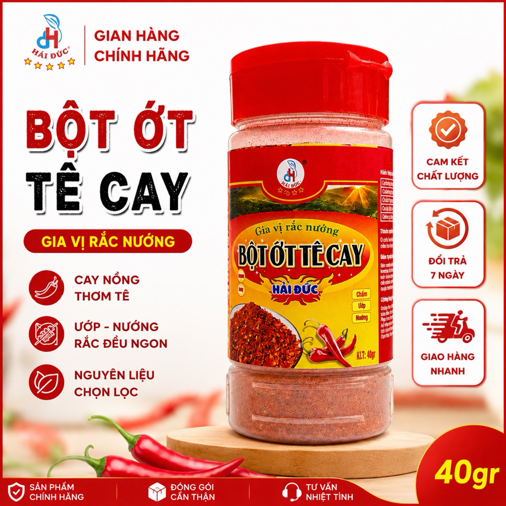 Bột Ớt Tê Cay Đức Hải 40g - Gia vị rắc nướng Đậm Vị Cay Tê Kích Thích Vị Giác - Đức Hải Food