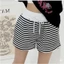 Quần Short Đùi Nữ Cạp Trắng Phối Kẻ Vằn Thời Trang Nam Nữ Unisex Hottrend Hàn Quốc