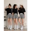 Quần Short Đùi Nữ Cạp Trắng Phối Kẻ Vằn Thời Trang Nam Nữ Unisex Hottrend Hàn Quốc