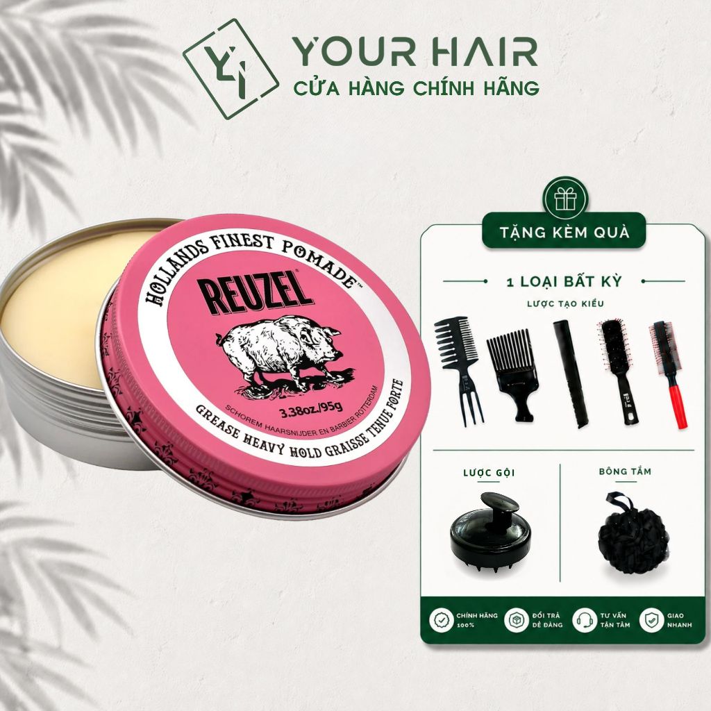 Sáp vuốt tóc Reuzel Pink Pomade - 95g | Pomade gốc dầu