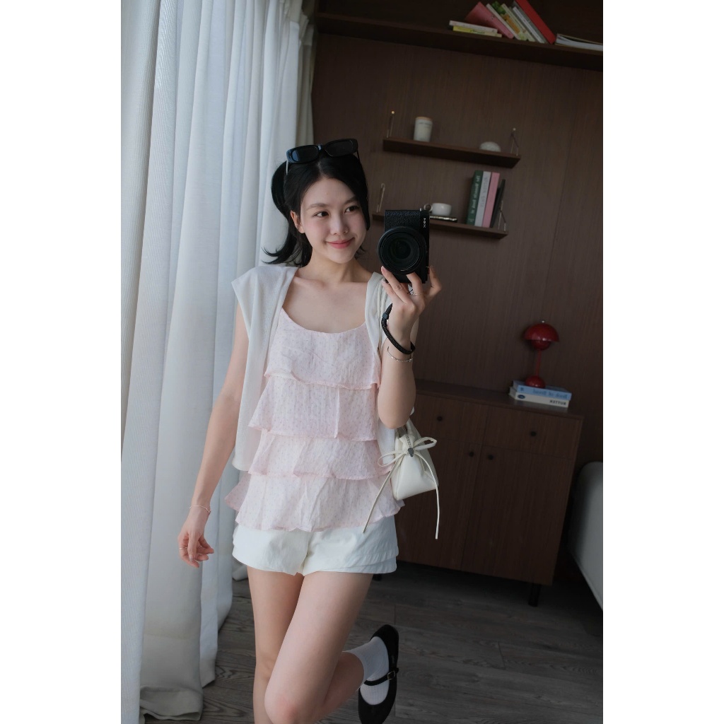 Rachel Top (TSW) Áo 2 dây hoạ tiết voan tầng Nữ the.sweaterweather