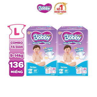 (COMBO 2 GÓI TÃ DÁN) Tã dán Bobby Super Jumbo size L68, XL62