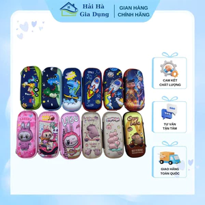 Hộp Đựng Bút Học Sinh To 2 Ngăn Hoạt Hình 3D Cute Bằng Vải Xốp Siêu Nhẹ Chống Nước