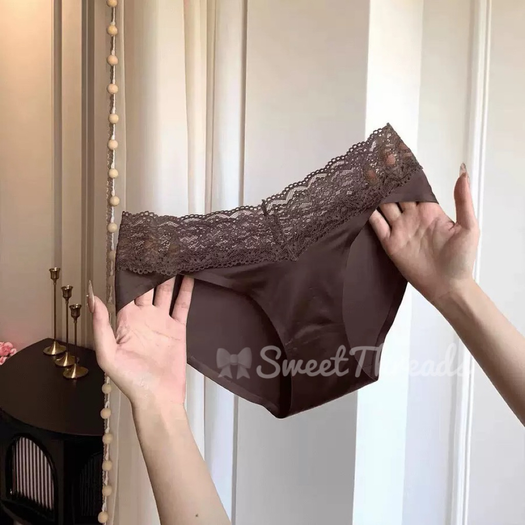 Quần Lót Nữ Lụa Satin, Không đường may, Phối Ren Cạp Chéo Sweet - Sexy [ Hàng loại 1 ]