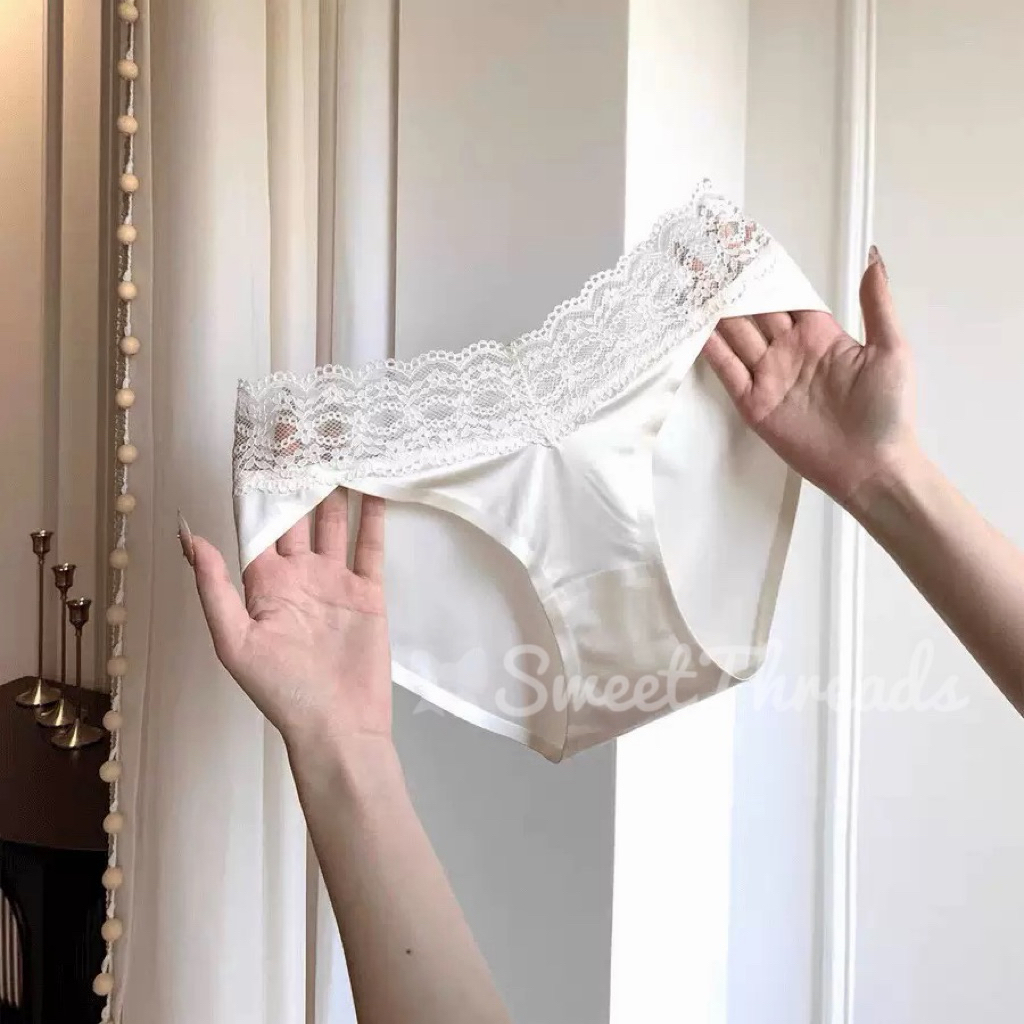 Quần Lót Nữ Lụa Satin, Không đường may, Phối Ren Cạp Chéo Sweet - Sexy [ Hàng loại 1 ]