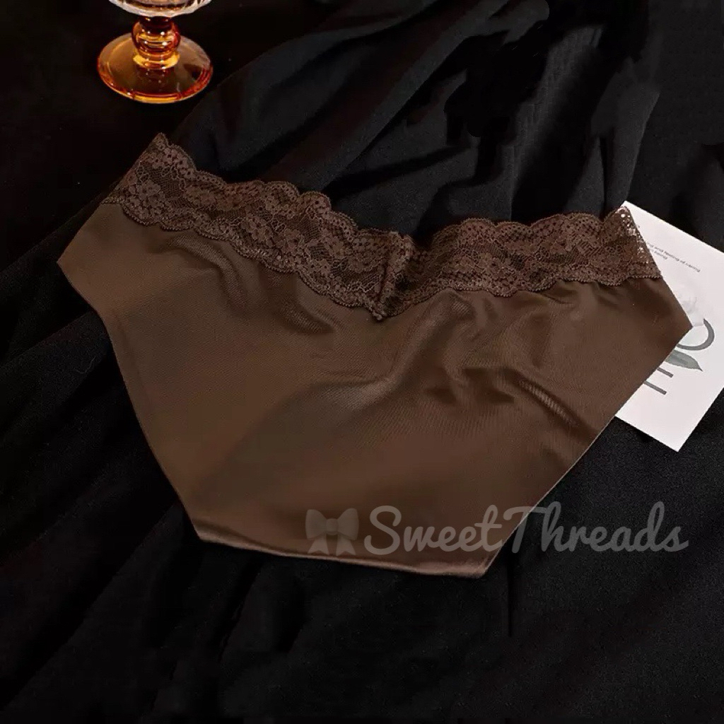 Quần Lót Nữ Lụa Satin, Không đường may, Phối Ren Cạp Chéo Sweet - Sexy [ Hàng loại 1 ]