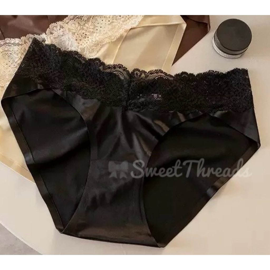 Quần Lót Nữ Lụa Satin, Không đường may, Phối Ren Cạp Chéo Sweet - Sexy [ Hàng loại 1 ]
