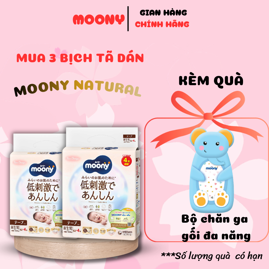 [KÈM QUÀ] Bỉm Moony trắng loại dán và quần đủ size nhập khẩu từ Nhật Bản full size chính hãng