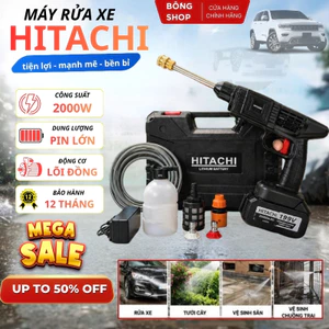 Máy rửa xe Hitachi 2 Pin 199V, Máy Xit Rửa Xe Cầm Tay Áp Lực Cao - Xịt Rửa Xe, Sân Vườn, Tưới Cây, Tưới Rau Tiện Lợi