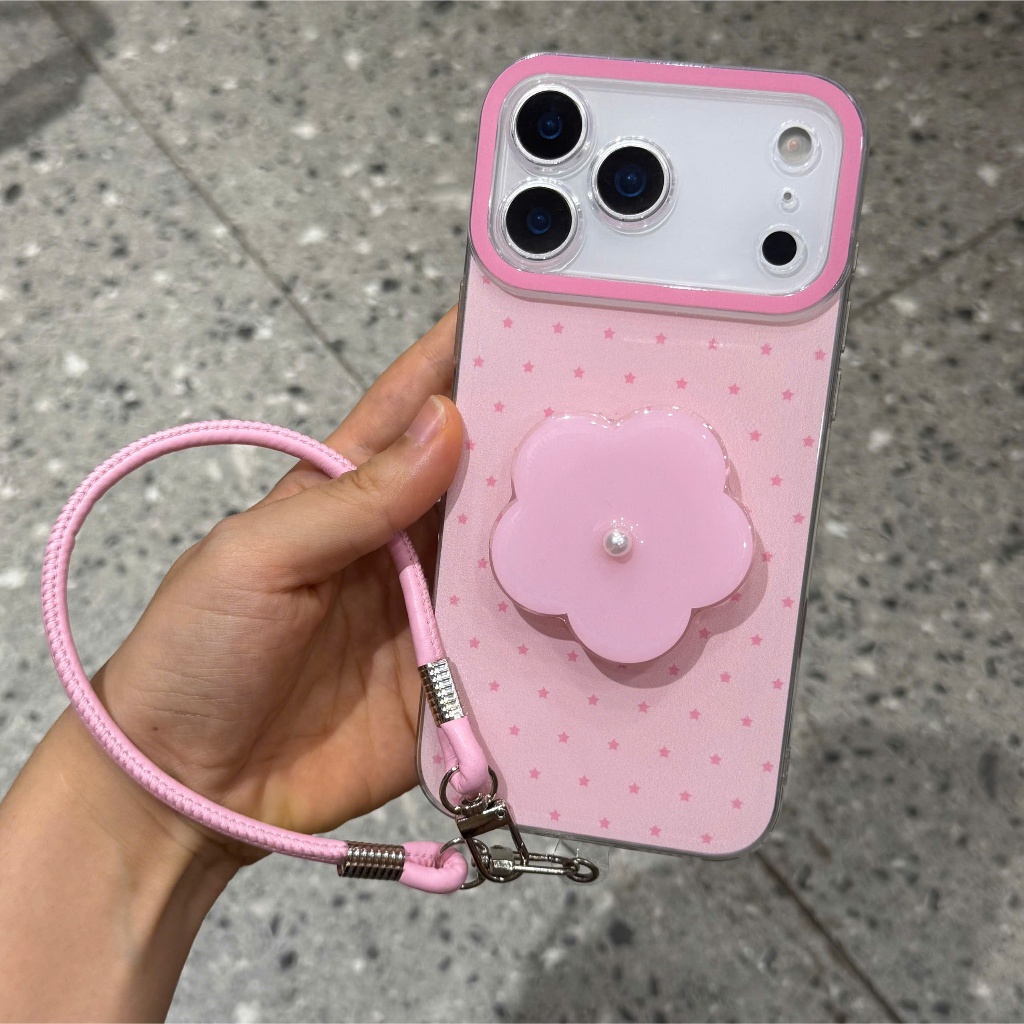 [MẪU HOT]Ốp Lưng iPhone Họa Tiết Chấm Bi Hoa Anh Đào Kèm Griptok và Dây Đeo Tiện Lợi - Nắng Case