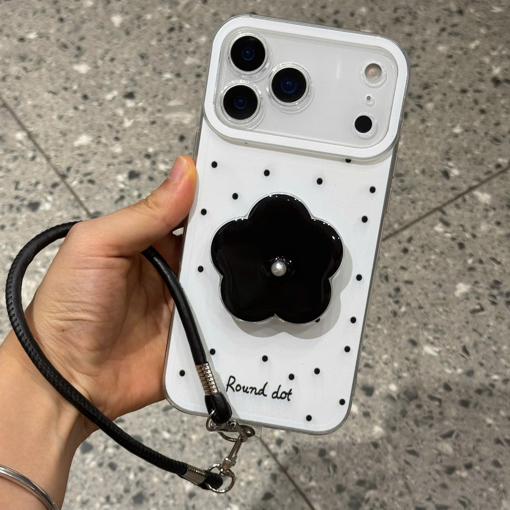 [MẪU HOT]Ốp Lưng iPhone Họa Tiết Chấm Bi Hoa Anh Đào Kèm Griptok và Dây Đeo Tiện Lợi - Nắng Case