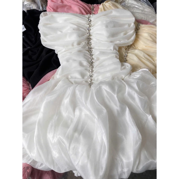 Đầm Trễ Vai Đính Đá Organza Váy Bồng Công Chúa Cao Cấp - Đầm Tiệc Nữ Sang Chảnh, Đầm Dự Tiệc Freesize Dưới 55kg
