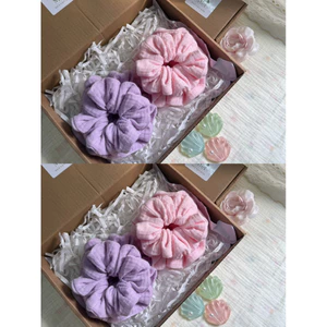 🎀Scrunchies Set Cột Tóc Vải Xô Muslin tím trơn và hồng trơn xinh xắn nhỏ nhắn dễ thương 🌸🎀🫶🏻✨✨