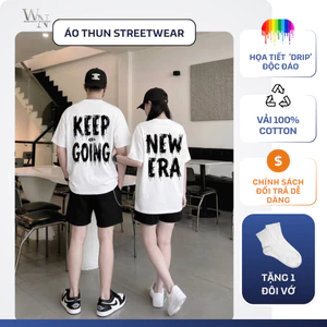 Áo Thun Streetwear Boxy Cotton 100% Unisex - Áo Thun Cổ Tròn Nam Nữ - Vải Thun Lạnh - Đứng Form - 2 mẫu tùy chọn