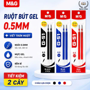 Bộ 2 Chiếc Ruột Bút Gel Bấm M&G G5 0.5mm – Ruột Bút Bi Gel Thay Thế Cho Bút Bấm, Đầu Đạn,