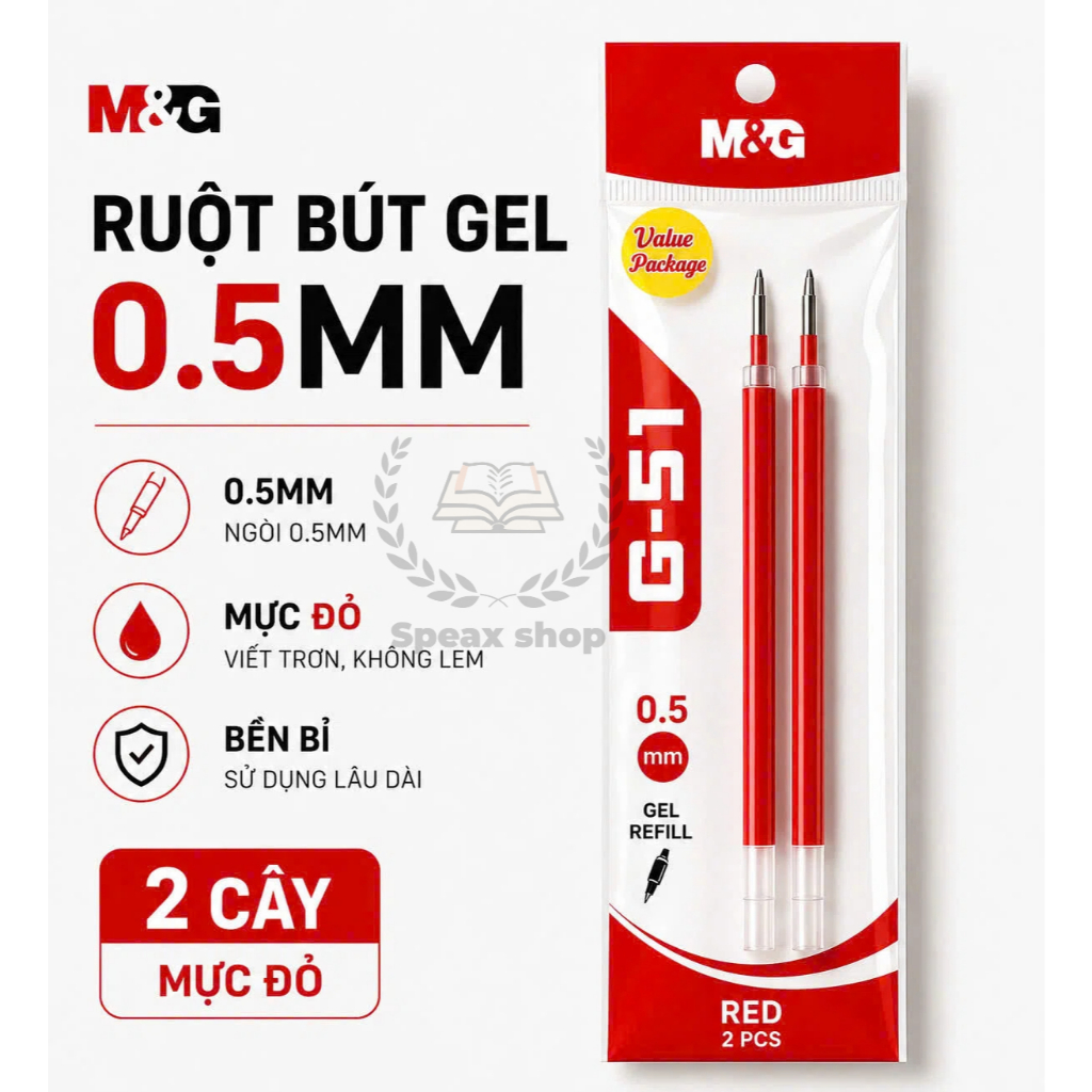 Bộ 2 Chiếc Ruột Bút Gel Bấm M&G G5 0.5mm – Ruột Bút Bi Gel Thay Thế Cho Bút Bấm, Đầu Đạn,
