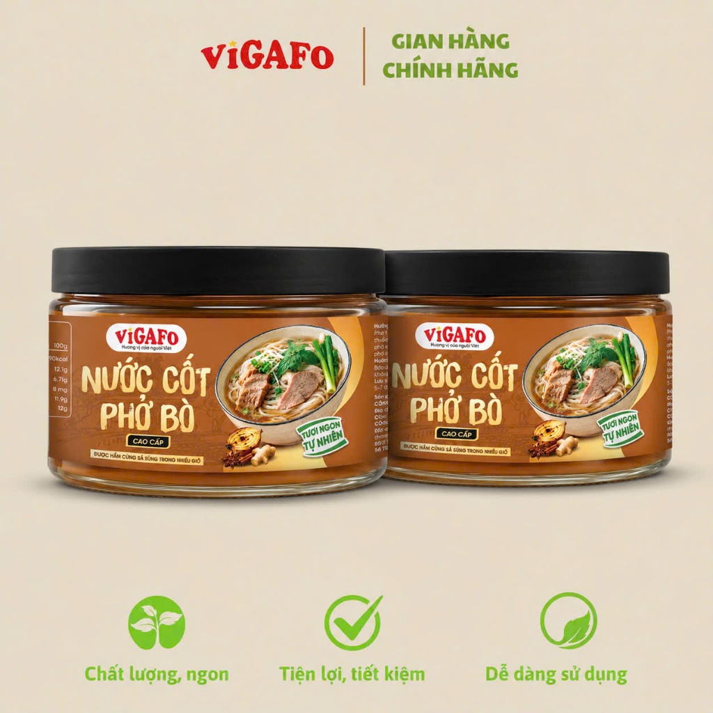 [CAO CẤP]Nước Cốt Phở Bò Vigafo Dạng Hũ Hầm Sá Sùng Cao Cấp Thơm Ngon Đậm Vị An Toàn