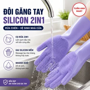 Combo 2 Đôi Găng Tay Rửa Chén Bát Silicon Vệ Sinh Nhà Cửa 2in1 (2 đôi)