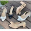 Giày sandal nữ cao gót 5 phân gót vuông mũi nhọn Annmodels phối nơ thời trang Hàn Quốc-Min064XMNO