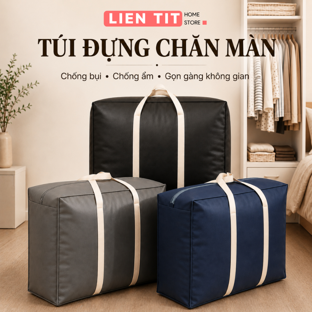 Túi Đựng Chăn Màn Cỡ Lớn Chống Bụi Chống Ẩm, Túi Đựng Quần Áo Chuyển Nhà Có Quai Xách Chắc Chắn Tiện Lợi Chịu Lực Cao