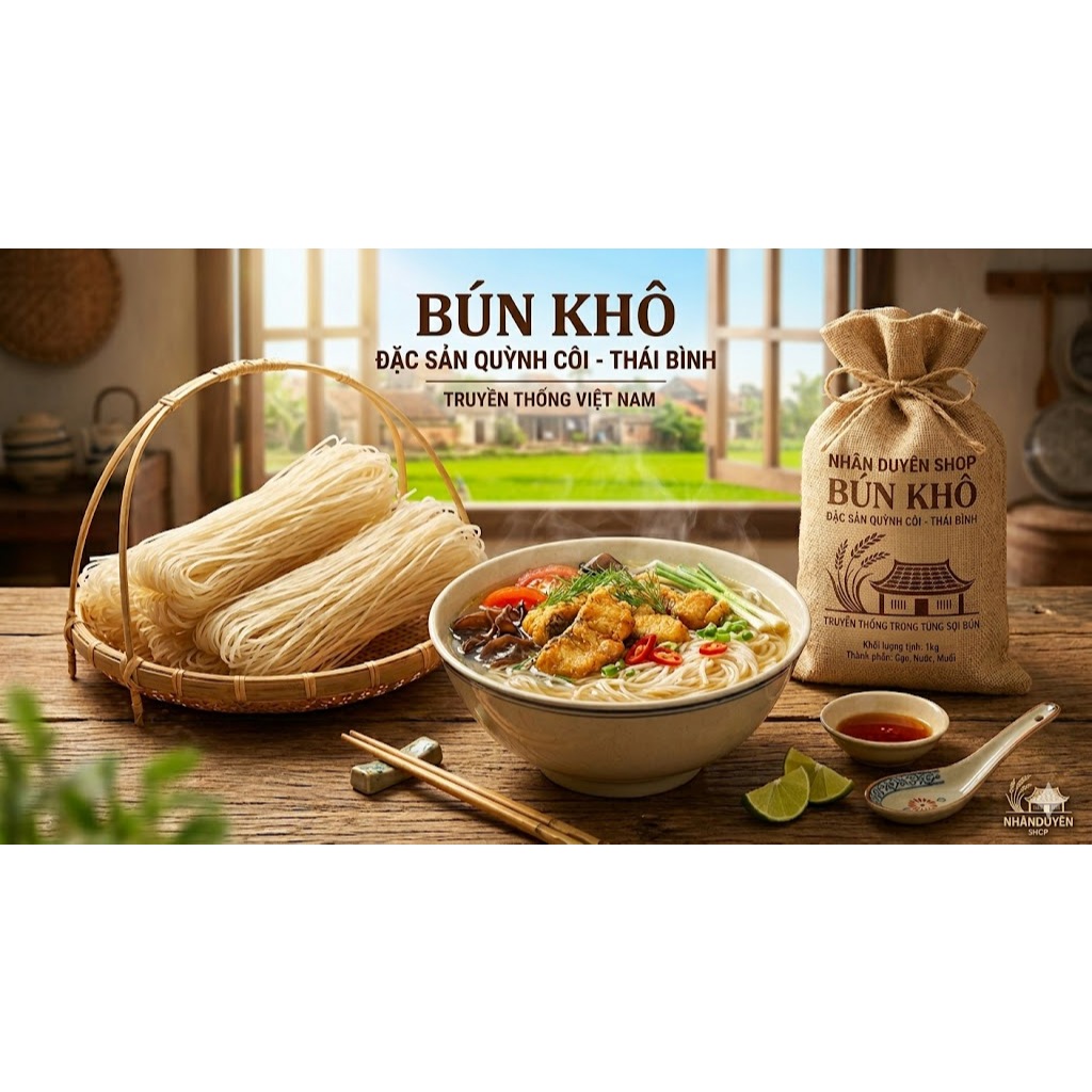 Bún khô, bún gạo, mì gạo 100% từ gạo sạch - Đặc sản Thái Bình [Loại Đặc Biệt]